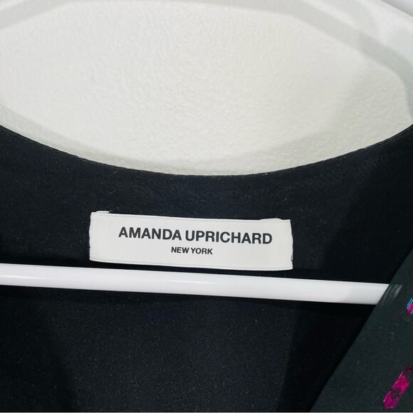 Amanda Uprichard Sycamore Black Multicolor Metallic Flutter Sleeve Bodysuit Med - Picture 7 of 15